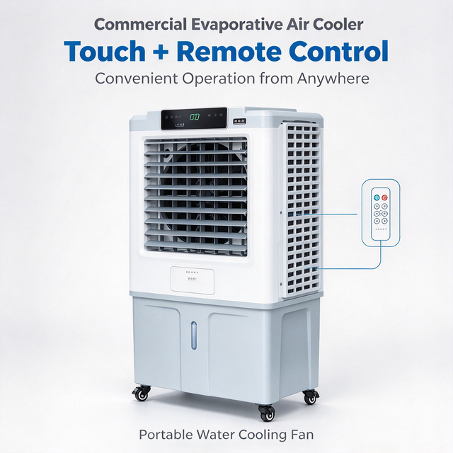 9000m³/h Commercial Portable Evaporative Air Cooler 250W Water Cooling Fan 80L Tank 120° Oscillation for Workshop Outdoor Event