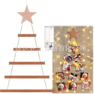 Wooden Christmas Tree Photo Frame Wall Decoration Multi Tiered With Star <b>Battery</b> <b>Operated</b> For Christmas Party Decor - Product Image 1