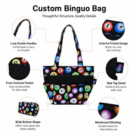 Sac fourre-tout personnalisé pour marqueurs de bingo, en tissu Oxford, multi-poches, organisateur d'accessoires de bingo, avec cordon de serrage et fermeture éclair
