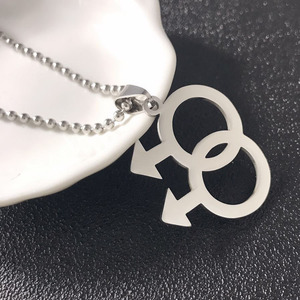 Vente en gros Acier inoxydable Gay Pride <span class=keywords><strong>Symbole</strong></span> Lesbienne Charme Collier Bijoux Homme Signe Pendentif Collier Pour Hommes - Product Image 2