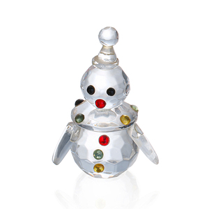 Creative Collection Handmade K9 Crystal Sandblasted Large Reverse Cut Glass Clear Desktop Snowman Animal Figurines