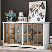 Buffet de cuisine de luxe Fondlive avec porte coulissante de 63 pouces, en bois, avec verre trempé, couleur personnalisée, pour la salle à manger