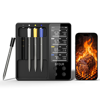 Termometer Makanan Pintar Nirkabel WiFi dan Bluetooth 4 Probe untuk Dapur, BBQ, Grill, Oven, Smoker, Rotisserie