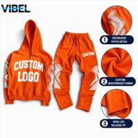 Ensembles de vêtements pour hommes personnalisés avec patchs vieillis et délavage acide, survêtements zippés, pantalons de survêtement évasés, ensembles de jogging pour hommes