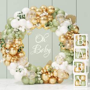 Kit de 152 ballons en arc vert à paillettes or blanc pour fête prénatale, fournitures d'anniversaire, jungle safari, <span class=keywords><strong>dinosaure</strong></span>, nouveauté - Product Image 2