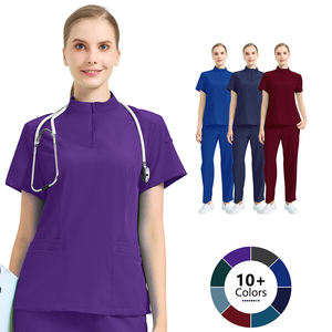 Stehkragen Reiß verschluss Doctor Nurse Scrubs Uniform Operations saal Einfarbiges OP-Kleid Damen Herren Peelings Top Pants Anzüge - Product Image 1