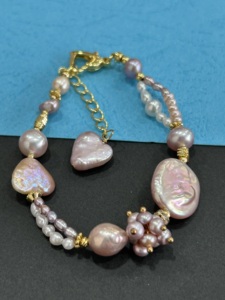 Bracelet en perles baroques <span class=keywords><strong>YOB</strong></span>, nouveau, 9-10 mm + 12-13 mm, plaqué or, bijoux tendance pour femmes - Product Image 1