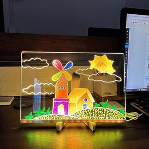 Led bảng tin 7 màu bút/đứng sáng Acrylic khô xóa bảng đèn nhỏ có thể sạc lại pin thắp sáng Lưu ý pad Bàn ghi chú - Product Image 3