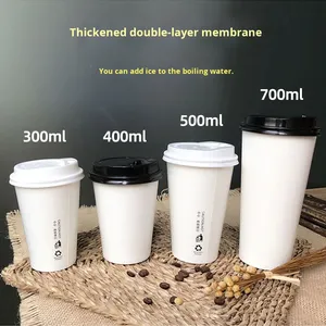 Cốc Giấy trà sữa dày dùng một lần với lớp phủ PE đôi rỗng uống nóng chống bỏng cốc trắng hai lớp cốc cà phê nắp - Product Image 6