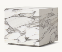 Meubles de salon modernes sur mesure, table d'appoint carrée en marbre sculpté à la main