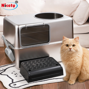 Meilleure litière pour chat en acier inoxydable <span class=keywords><strong>de</strong></span> grande capacité, facile à nettoyer, litière fermée pour chat, accessoire haut <span class=keywords><strong>de</strong></span> gamme pour animaux <span class=keywords><strong>de</strong></span> compagnie - Product Image 2