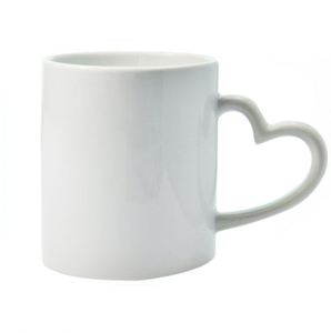 Unique Best Quality Sublimation Custom Logo Print 11Oz Simple White Coffee Cups Ceramic Mug With <b>Heart</b> <b>Shape</b> Handle - Product Image 1