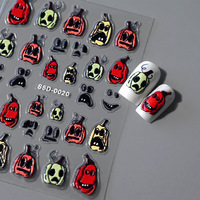 Autocollants 5D en relief à fleurs pour ongles, en plastique non toxique, 3D amusants, pour nail art français, décorations d'Halloween, sac de gel beauté - Vente chaude