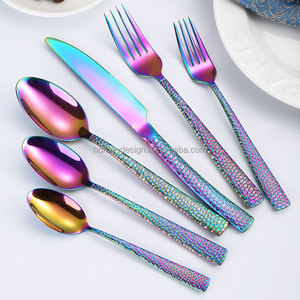 Ensemble de Couverts en Acier Inoxydable 430 Poignée Carrée Peau de Serpent, Couteau Fourchette Cuillère Poli Miroir pour Hôtels, Steak Occidental et Cuillère à Dessert - Product Image 3