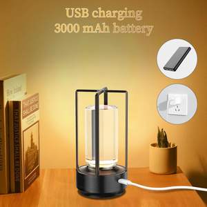 Lámpara de Mesa de Cristal con Batería de Aluminio, Moderna, LED, Recargable, Inalámbrica, con Control Táctil, para Cenas al Aire Libre, Venta al Por Mayor - Product Image 5