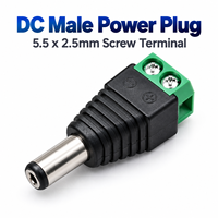 Prise d'alimentation mâle DC 5,5x2,5 mm avec bornes à vis pour adaptateur d'alimentation de bande LED CCTV