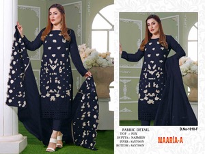 Costume Salwar de vêtements indiens et pakistanais en fausse georgette lourde avec séquence de broderie d'Inde - Product Image 6