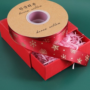 <span class=keywords><strong>Cinta</strong></span> de decoración navideña de 2,5 cm y 1 pulgada, logotipo personalizado, lámina dorada, embalaje de regalo impreso, <span class=keywords><strong>tela</strong></span> con cable, Navidad - Product Image 5