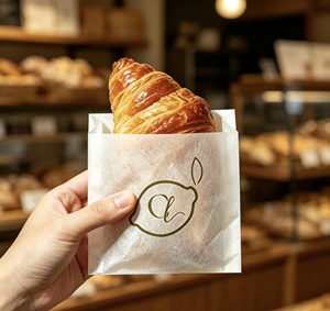 Sacchetti di Carta Bianchi Personalizzati, Buste Piatte Aperte in Carta Riciclata Antigrasso per Biscotti, Croissant, <span class=keywords><strong>Mini</strong></span> Pasticcini e Confezionamento Alimentare - Product Image 1