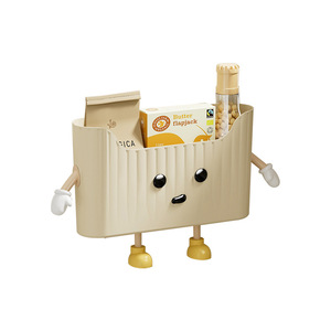 Caja de almacenamiento montada en la pared de la cocina, color blanco cremoso con divisiones, organizador para puerta de armario, para película adhesiva y suministros de cocina - Product Image 2