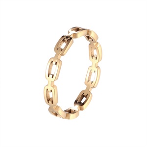 Trendy Daily Wear 14K Gold Plating Hollow Stainless Steel Link Chain <b>Ring</b> - Product Image 3