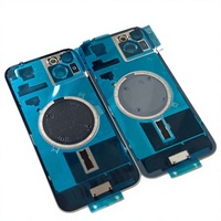 Verre arrière de qualité supérieure pour iPhone 15, 15 Plus, 16, 16 Plus – Remplacement avec cadre, bordure, plaque métallique et anneau magnétique