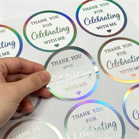 Pegatinas Autoadhesivas con Efecto Holográfico de Lámina Dorada para Etiquetas de Sellado de Sobres, Decoración de Regalos de Boda