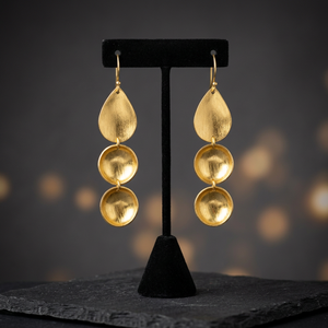 Boucles d'oreilles pendantes en laiton plaqué or faites à la main, style bohème, motif goutte d'eau, pour femmes, fêtes, mariages et cadeaux - Product Image 2