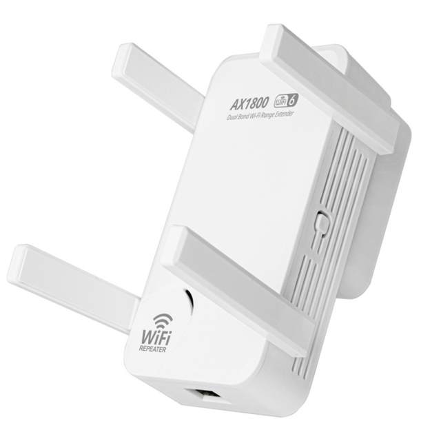Dual Band 2.4GHz 5.8GHz WiFi Extender AX1800 1800Mbps IEEE802.11ac/a/b/g/n WAN/LAN Port White 4 2dBi Antennas 12-Month