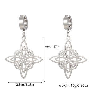 Clip-on <b>Earrings</b> Geometric Celtic <b>Knot</b> Design Silver Tone Fashion Jewelry Gift Women's <b>Earrings</b> - Product Image 3