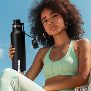 Bouteille d'eau sport isotherme 500 ml en acier inoxydable avec poignée et couvercle anti-fuite pour hommes et femmes - Product Image 3