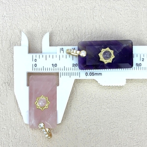 จี้หินธรรมชาติทรงสี่เหลี่ยม แบรนด์คริสตัลสแควร์ ดีไซน์รูปพระ<span class=keywords><strong>อาทิตย์</strong></span> ประดับด้วยอเมทิสต์และอะเมโซไนต์ เครื่องประดับแฟชั่น - Product Image 5