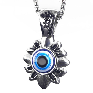 Collar de acero inoxidable para hombre y mujer, colgante Punk, europeo, americano, diablo, de titanio, turco, mal de ojo - Product Image 4