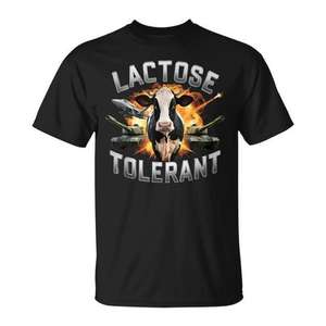 Camiseta de gimnasio con diseño de vaca tolerante a la lactosa y queso - Product Image 1