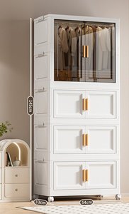 Verstärkter Moderner Aufbewahrungsschrank für Zuhause Schlafzimmer Baby-Kleiderschrank mit Rollen Mehrschichtiger Faltbarer Höhenverstellbarer Kleiderorganizer - Product Image 3