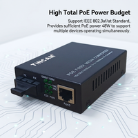 Convertisseur de média Gigabit TiNCAM 10/100/1000 Mbps 1 Port POE Switch SC SM, puissance totale 48W, portée 20km, IEEE802.3 AF/AT pour caméra IP CCTV