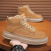 M066 Nouvelles Chaussures Montantes Homme Automne à Semelle Épaisse, Style Britannique Décontracté et Sportif, Chaussures de Ville Souples pour Hommes