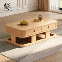 Table basse en bois à 2 tiroirs, design moderne, fabriquée en usine, prix avantageux, personnalisable, stock important, écologique, pour salon.