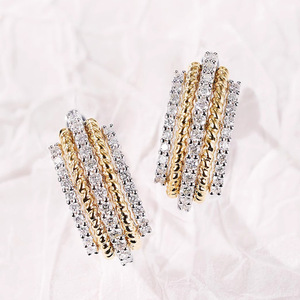 Orecchini a Cerchio Bicolore per Donne, Design Elegante e Lineare, Accessori per Orecchie da Indossare Quotidianamente - Product Image 6
