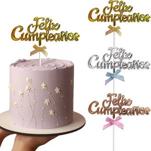 3D Golden <strong>Spanish</strong> Feliz Cumplieanos Cake Topper for Happy Birthday Party DIY Dessert Cake Decoration Supplies One <strong>Sweet</strong> Angel - Product Image 2