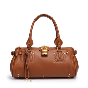 Fashionable <strong>Women</strong> Multi Pocket Boston Handbags <strong>for</strong> Lady Elegant Satchel <strong>Bags</strong> with Big Lock Maroon Shoulder <strong>Bags</strong> From Guangzhou - Product Image 3