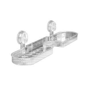 Transparent Wall Mounted Bathroom Shelf With Suction Cups For Cosmetic Storage Corner Organizing Rack - Product Image 1