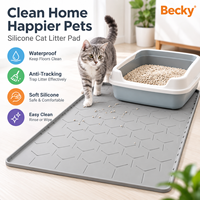 Tapis en silicone pour litière de chat, personnalisé, réutilisable, résistant à l'usure, imperméable, antidérapant, grand tapis pour litière de chat pour sol intérieur