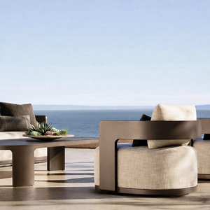 Set <span class=keywords><strong>di</strong></span> Tavolo e Sedie Moderno <span class=keywords><strong>di</strong></span> <span class=keywords><strong>Lusso</strong></span> per Hotel, Arredamento <span class=keywords><strong>da</strong></span> <span class=keywords><strong>Esterno</strong></span> per Villa, Mobili <span class=keywords><strong>da</strong></span> Giardino in Alluminio Impermeabile, Set Tavolo e Sedie per Patio - Product Image 2