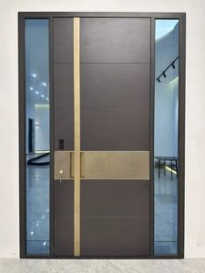 Porte d'entrée de luxe en aluminium à personnalisation avancée, multi-verrous, anti-effraction, sécurisée, anti-balles pour villa extérieure - Product Image 2