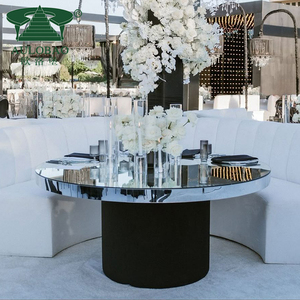 Table de mariage de luxe en acier inoxydable avec plateau en verre miroir pour événements - Product Image 6