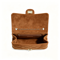 Échantillon Gratuit - Sac à Bandoulière Femme de Luxe en Cuir Véritable Marron et Tissu Suédé Vert, Personnalisable avec LOGO, Idéal pour le Shopping Décontracté