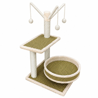 Cadeira Reclinável Quatro Estações - Material de Madeira Fresca - Bola Suspensa de Corda de Bambu Branca com Cama para Gato e Estrutura de Escalada para Gatos