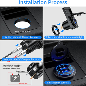 Chargeur de <span class=keywords><strong>voiture</strong></span> à charge rapide QC3.0 avec prise USB-A et prise USB 36W, interrupteur tactile et affichage LED pour <span class=keywords><strong>voiture</strong></span>, bus, bateau - Product Image 6