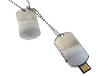 Flashdisk Kalung Dog Tag Tahan Air dengan Logo Custom, USB 2.0, Kapasitas 1GB 2GB 8GB 16GB,  USB Flash Drive Nameplate